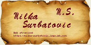 Milka Šurbatović vizit kartica